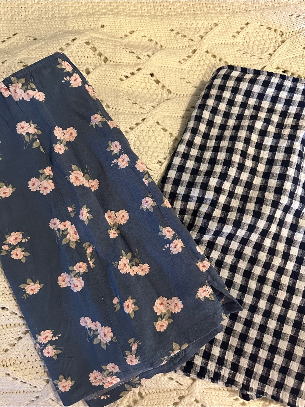 American Eagle Outfitters Navy Floral Midi Skirt with Pink Flowers